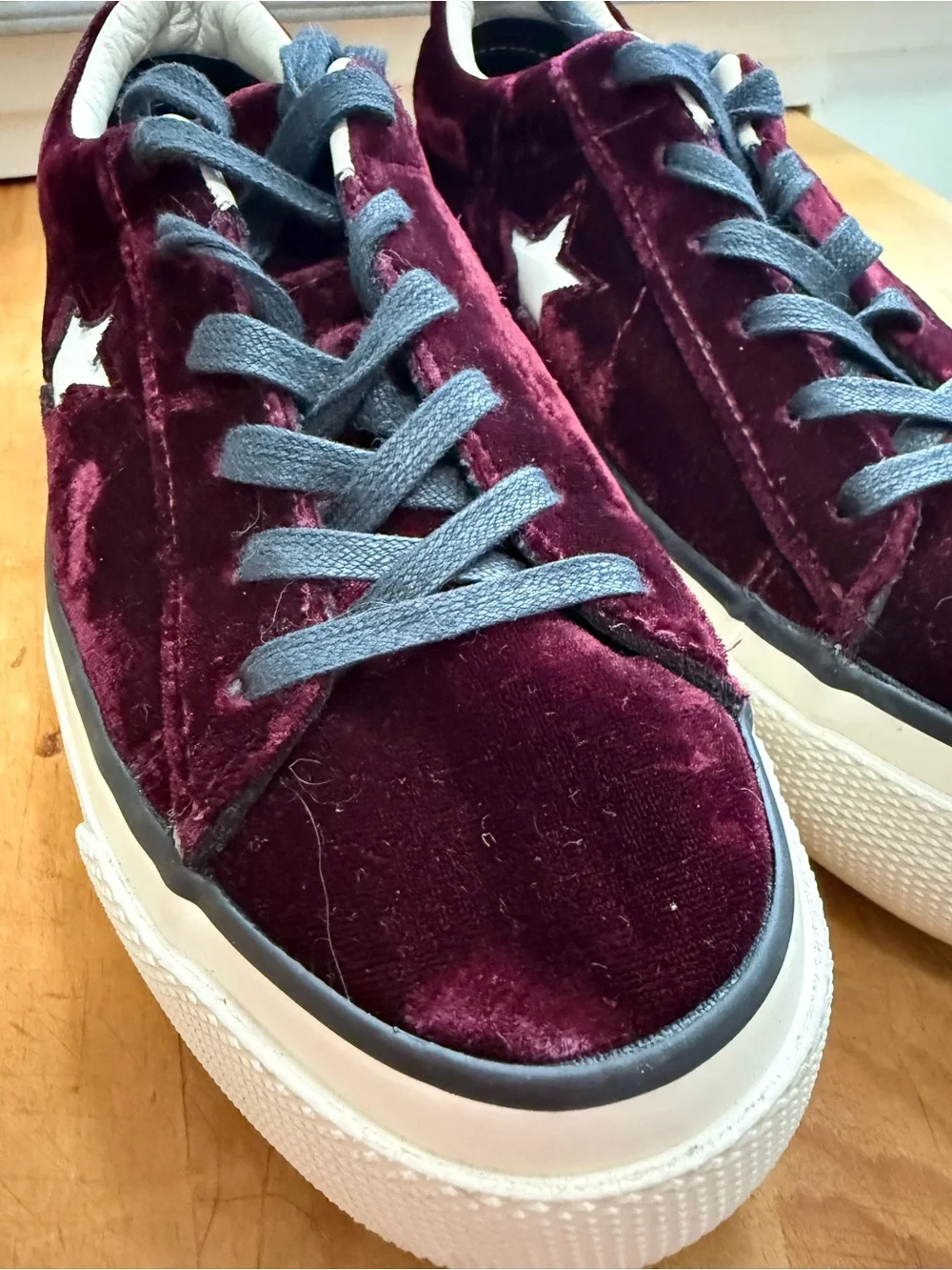 Converse, One Star, Velvet Ox Blood Platform Sneakers, sz 6.5